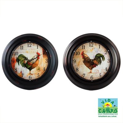 Reloj pared metal gallo