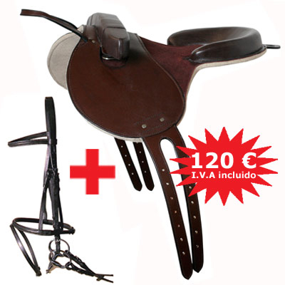 * Oferta Silla inglesa Pony cuero con asa COMPLETA y cabezada